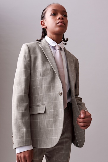 Neutral Check Suit Jacket (12mths-16yrs)