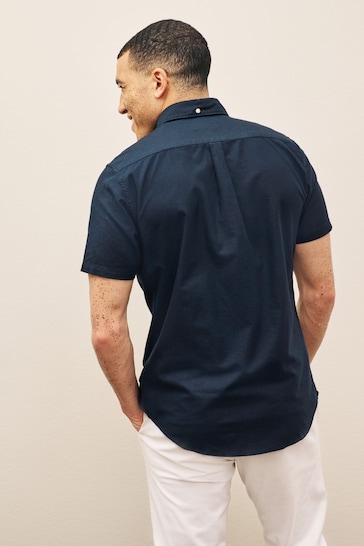 Barbour® Navy Blue Oxtown Classic Short Sleeve Oxford Cotton Shirt