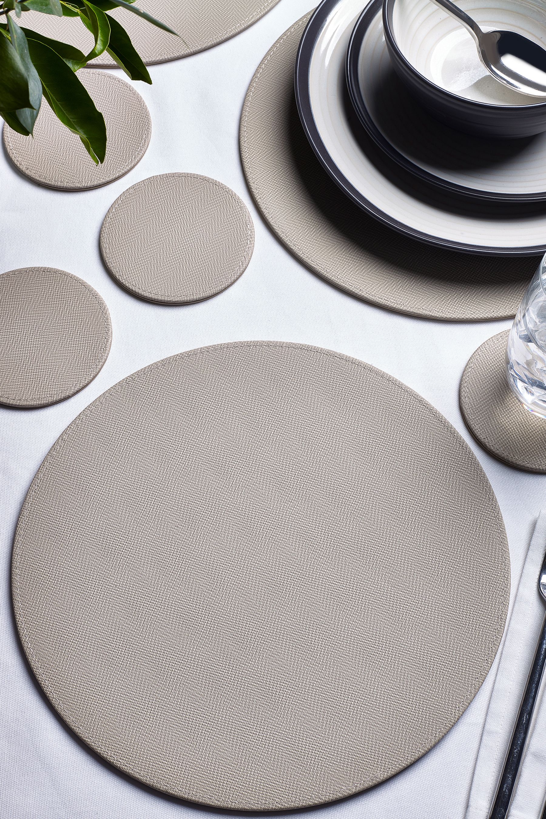 Buy Set of 4 Natural Reversible Faux Leather Placemats and Coasters Set