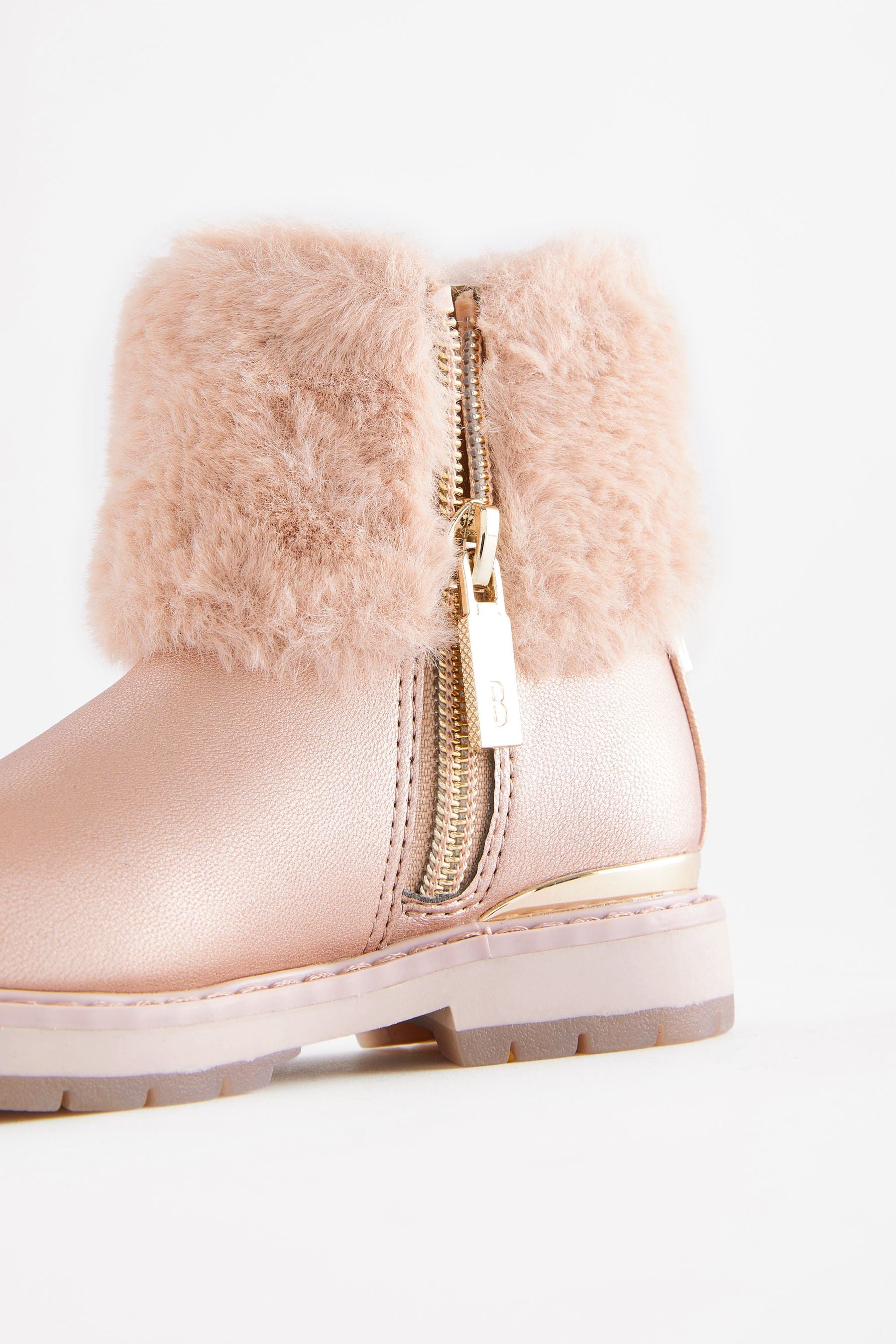 Buy Baker by Ted Baker Girls Pink Faux Fur Cuff Boots with Bow
