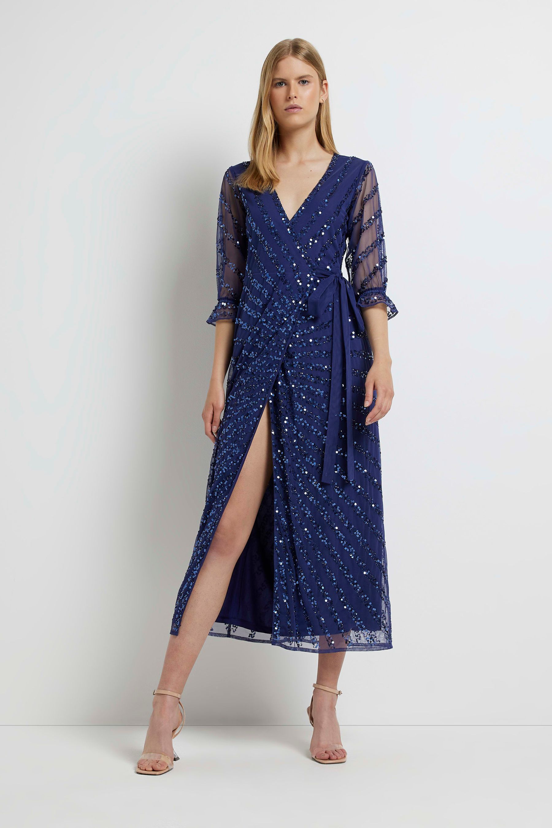 River island wrap front midi dress top