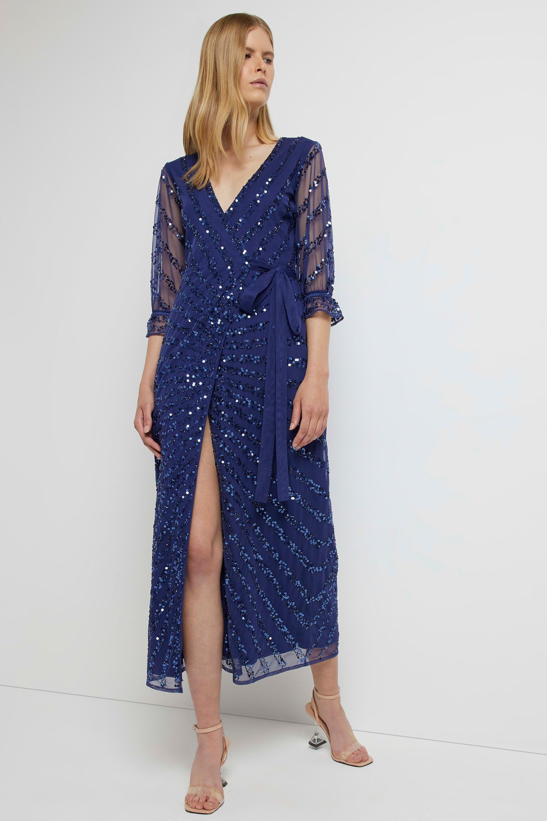 River island sales navy wrap dress