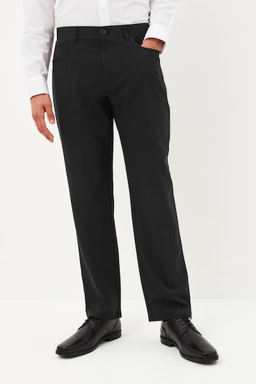 Black Jean Style Machine Washable Plain Front Smart Trousers