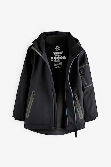 Black Waterproof Fleece Lined Coat (3-17yrs)
