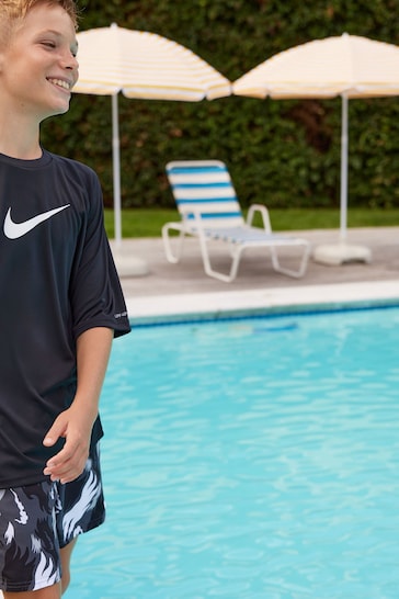 Nike Black Sun Safe Hydroguard Short Sleeve Swim Top
