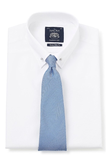 Savile Row Co White Extra Slim Pin Collar Double Cuff Shirt