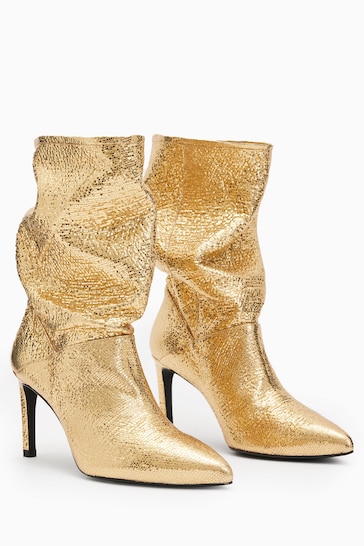 AllSaints Gold Orlana Shimmer Boots