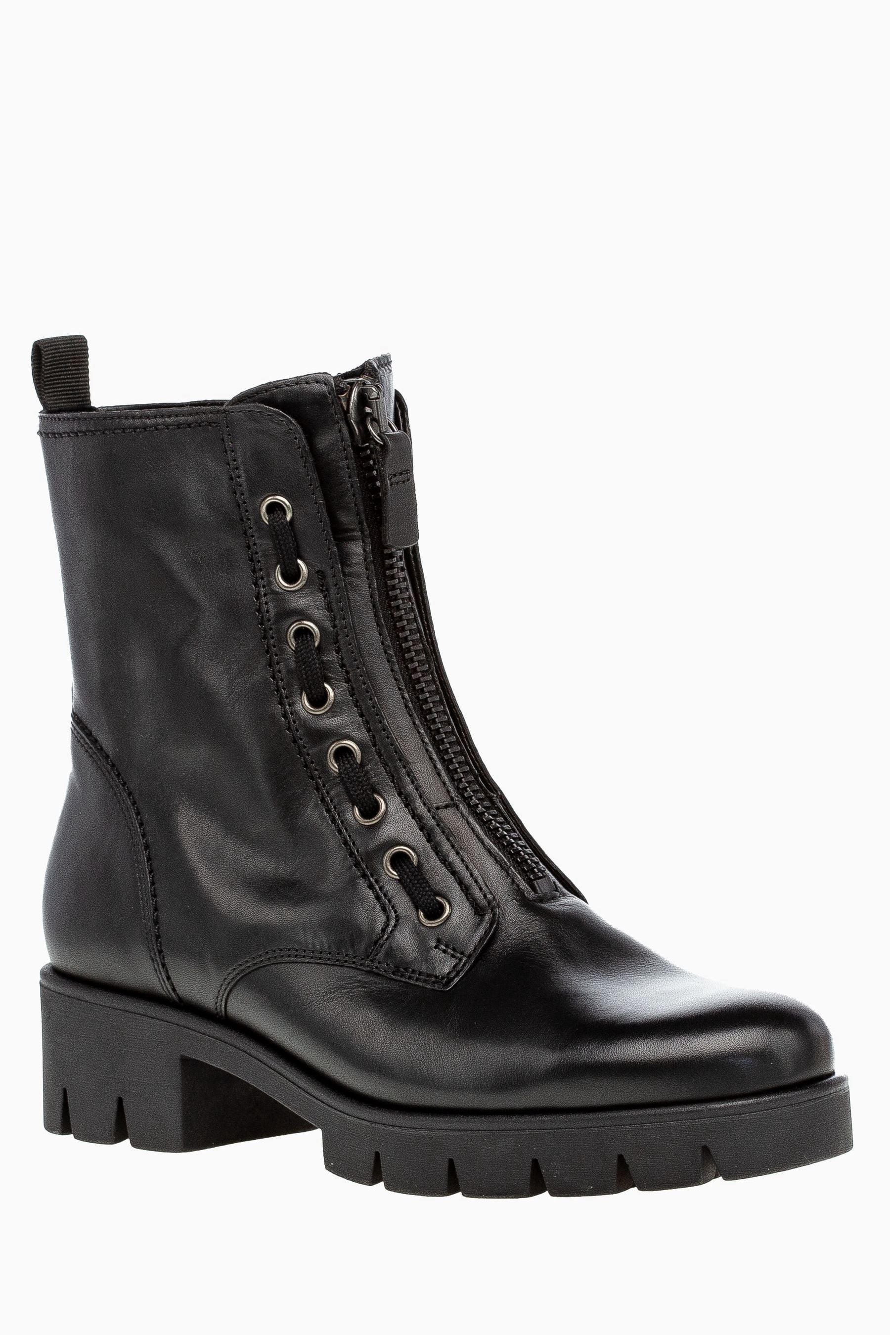 Gabor Banter Black Leather Ankle Boots