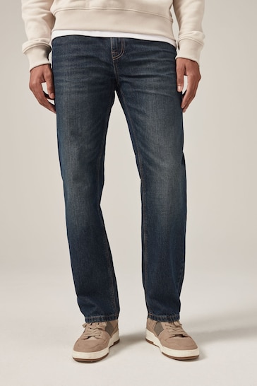 Blue Tint Cotton Straight Fit Jeans
