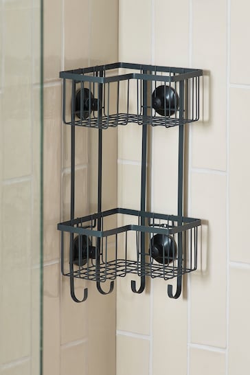 Charcoal Grey Bronx Wire Corner Double Shower Caddy