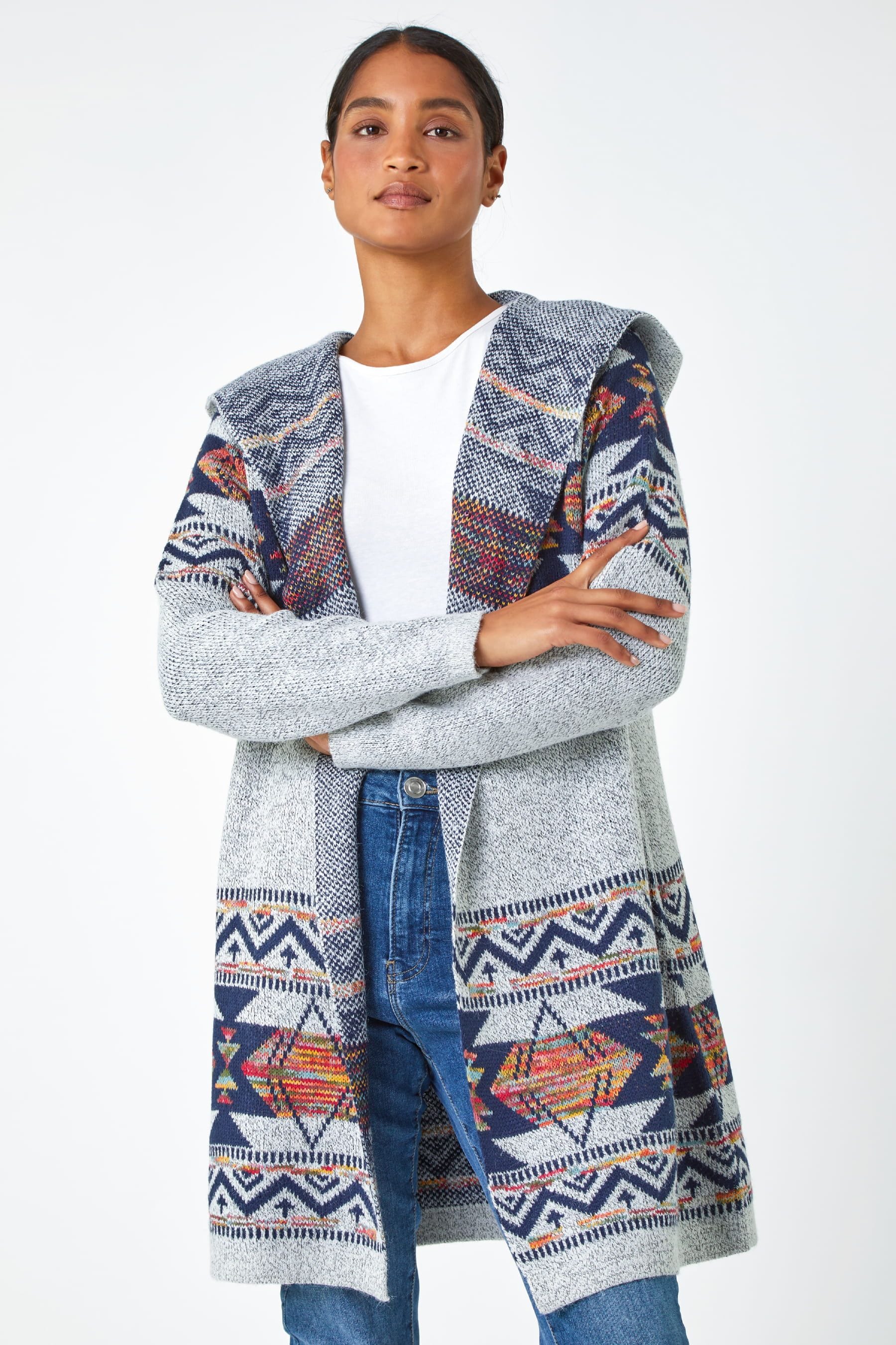 Buy Roman Grey Nordic Longline Hooded Cardigan from the Next UK
