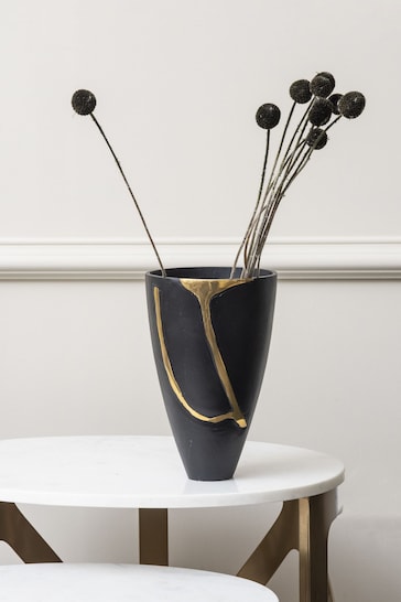 Libra Black Small Tapered Vase With A Flash Of Gold