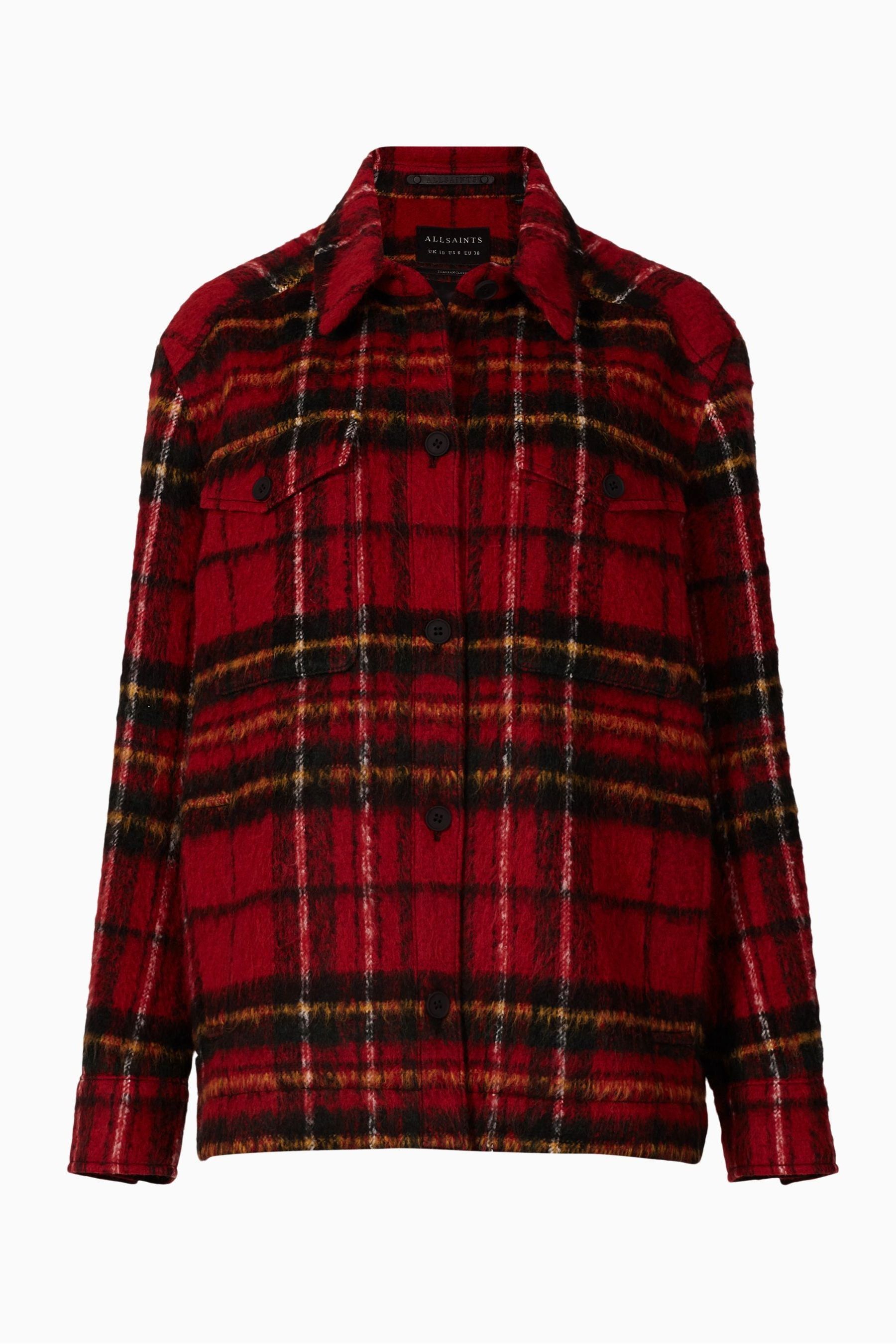 AllSaints Red Rosey Check Jacket