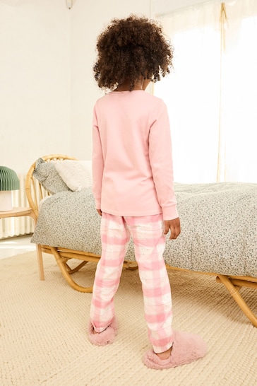 Pink Unicorn Woven Check Pyjamas (3-16yrs)