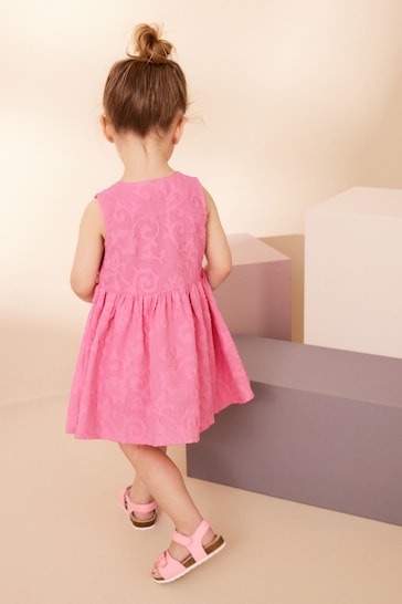 Pink Textured Peplum Dress (3mths-8yrs)
