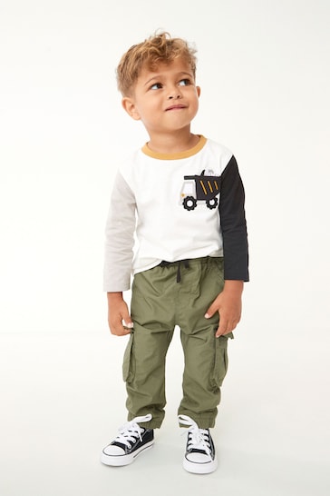 Khaki Green Lined Cargo Trousers (3mths-7yrs)