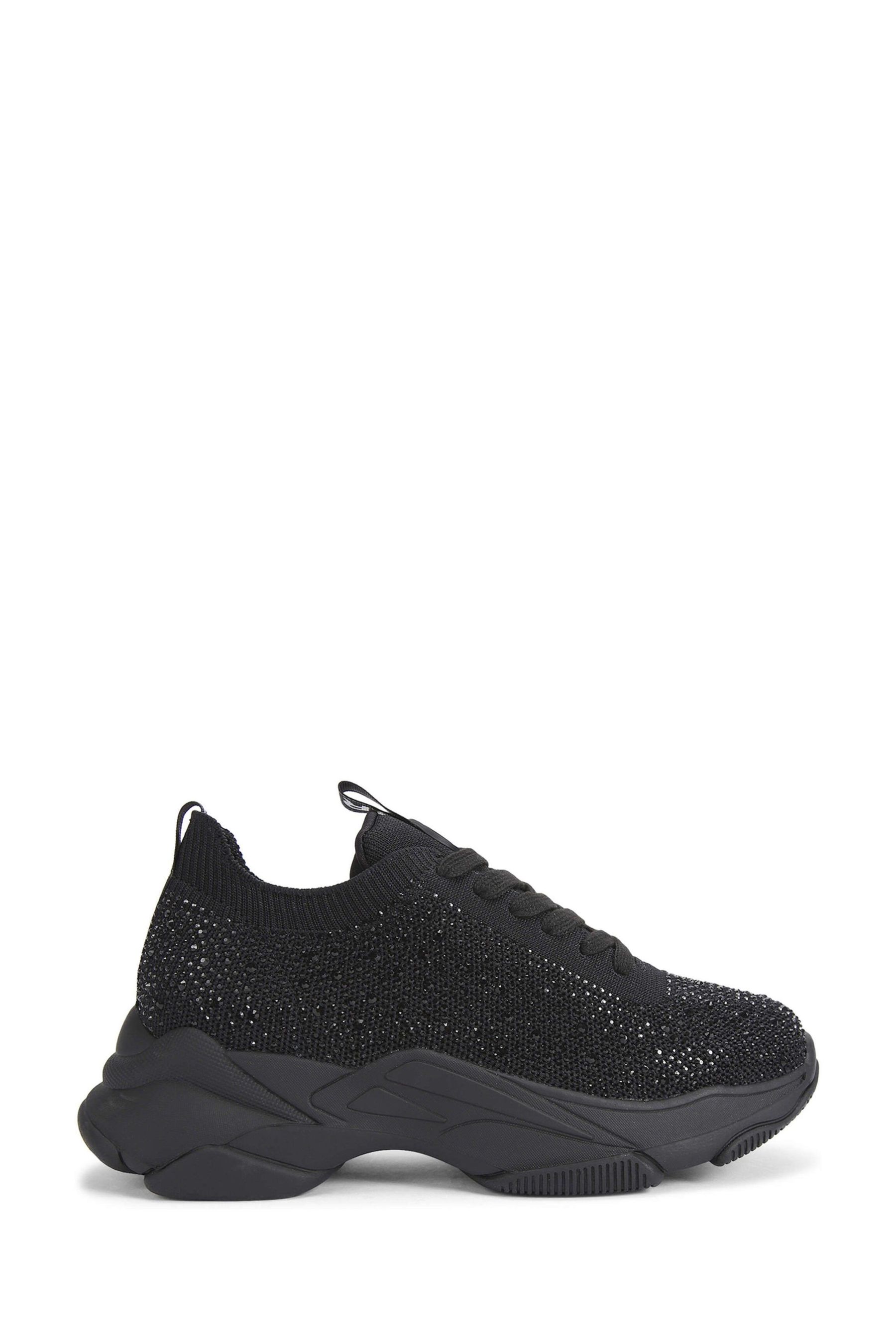 Buy Kurt Geiger London Lila Black Lace Up Bling Trainers from the