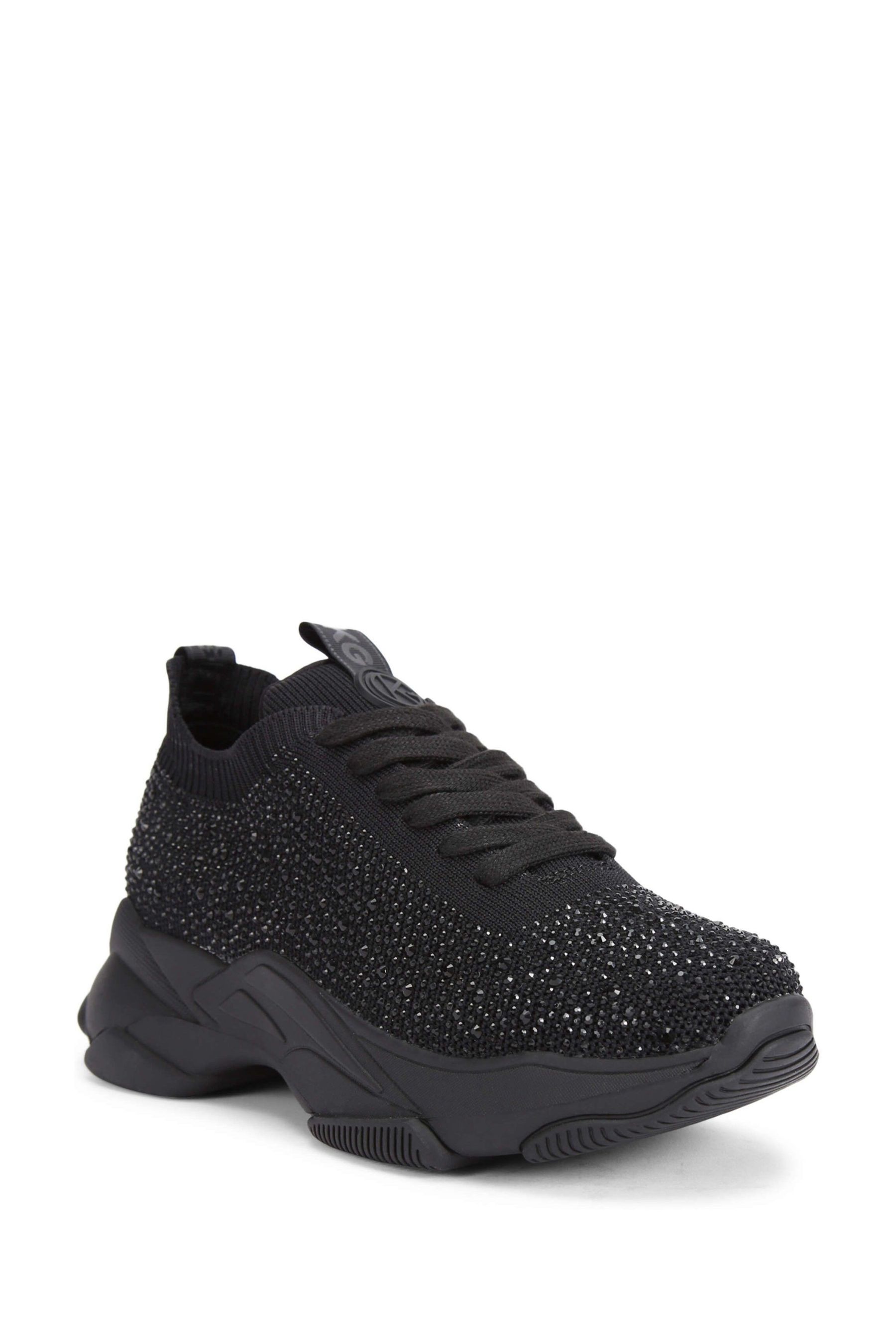 Kurt Geiger London Lila Black Lace Up Bling Trainers