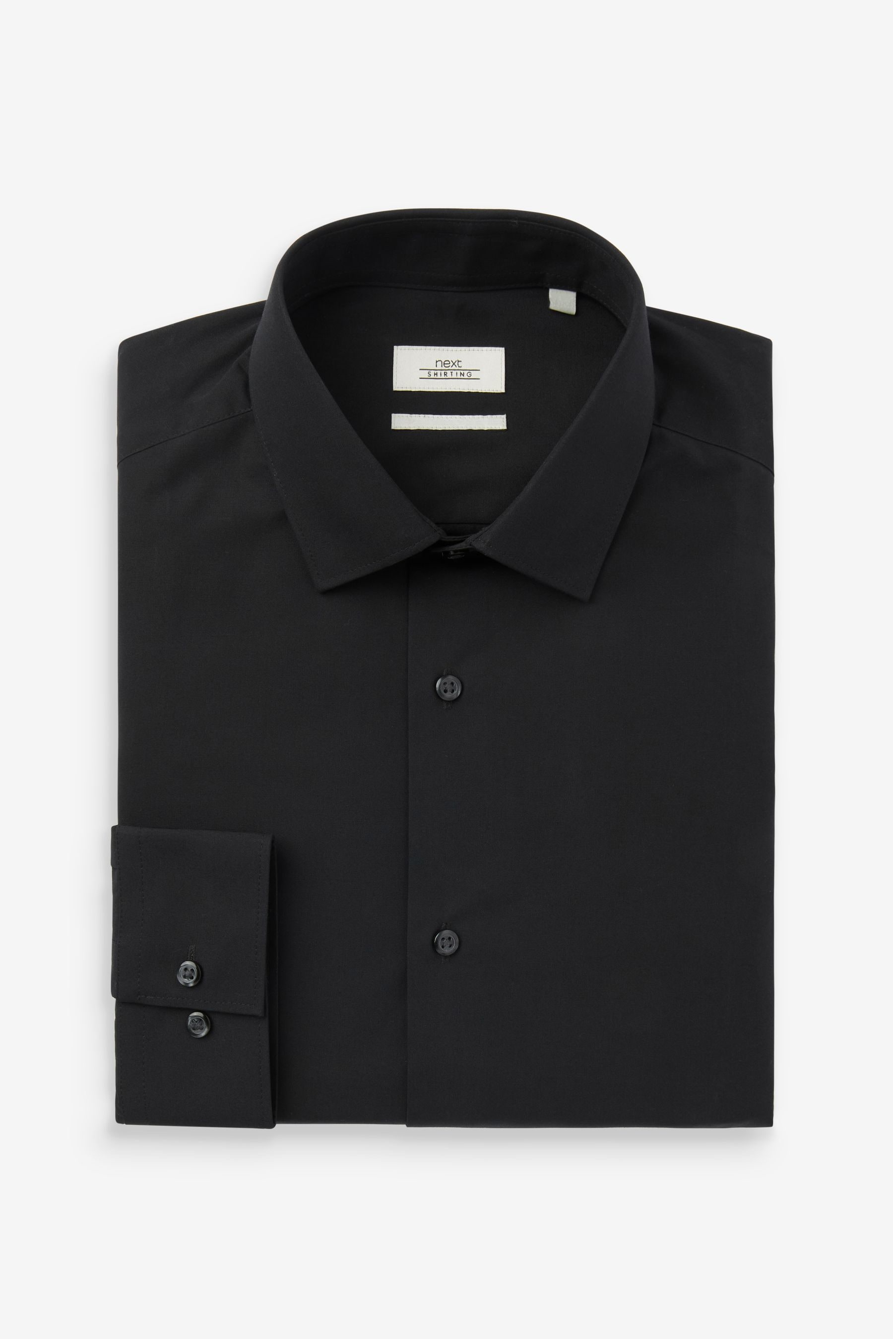 Black Slim Fit Easy Care Single Cuff Shirt