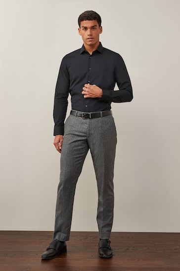 Black Slim Fit Easy Care Single Cuff Shirt