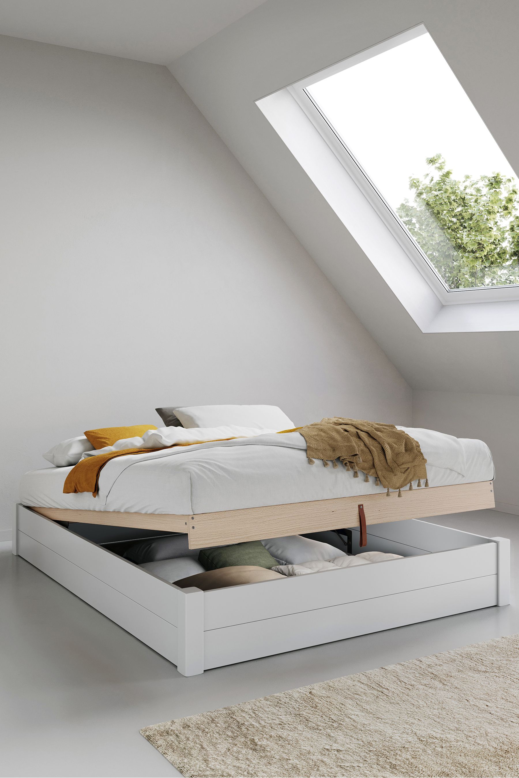 Get Laid Beds White Ottoman Storage No Headboard Square Leg Bed