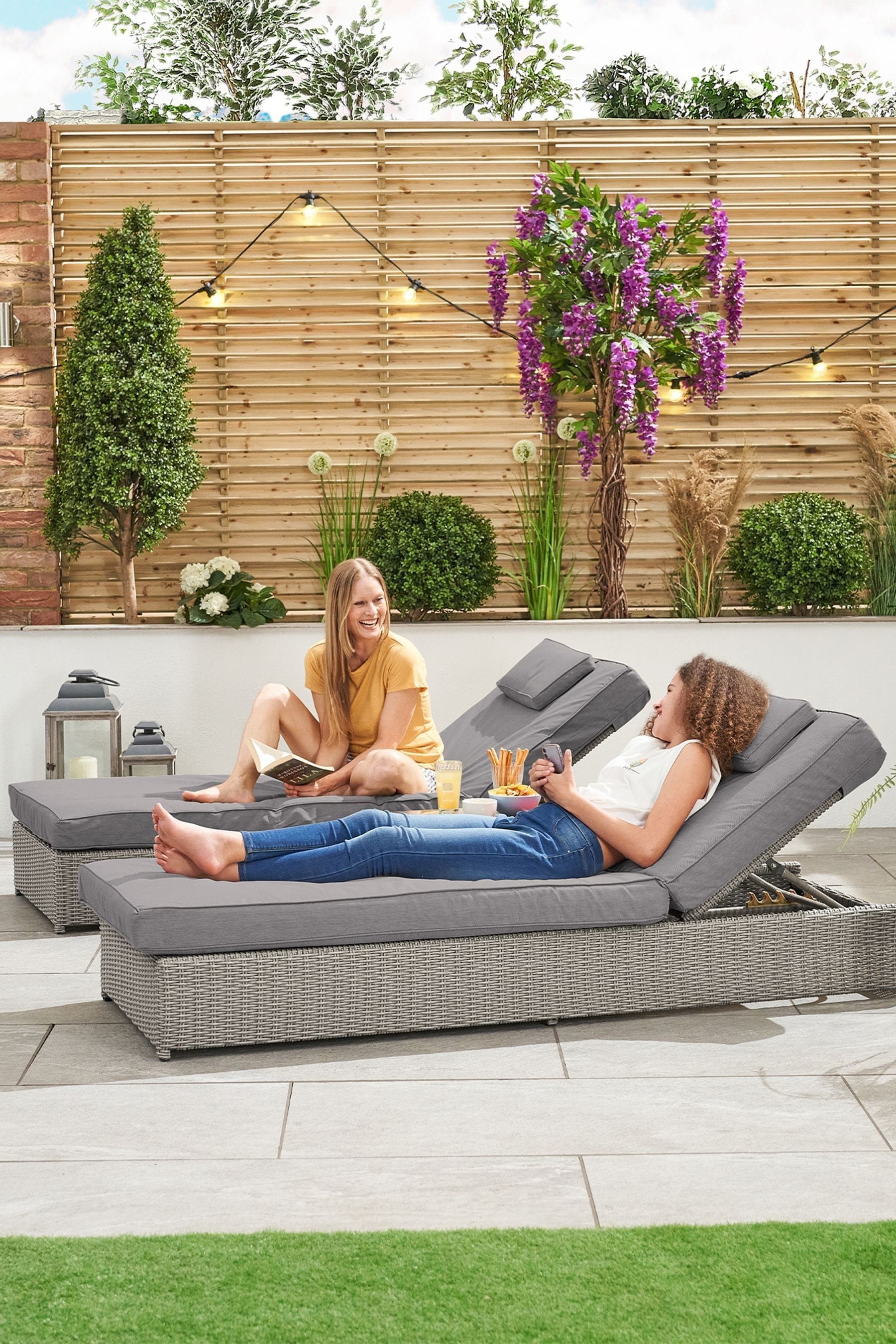 Buy Nova Outdoor Living Grey Rattan Effect Garden Sun Lounger Set