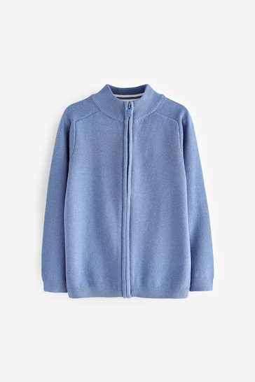 Blue Zip Through Knitted Cardigan (3-16yrs)