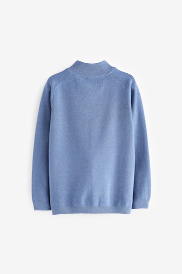 Blue Zip Through Knitted Cardigan (3-16yrs)