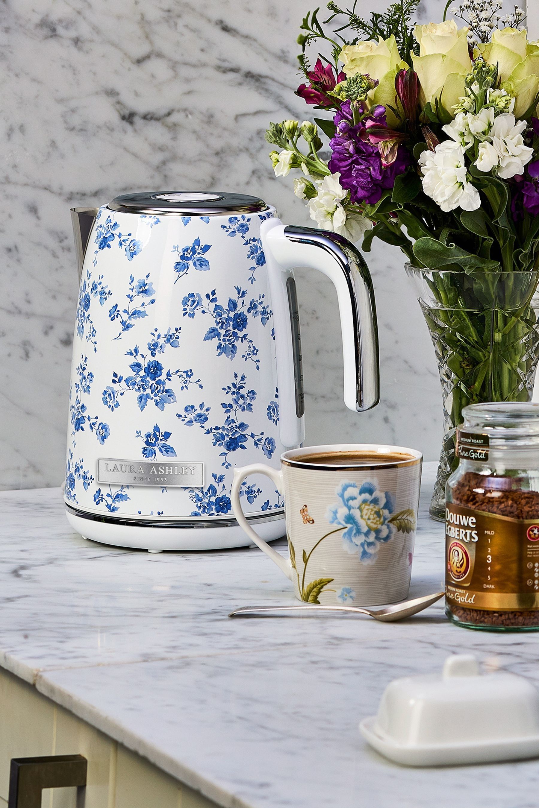 Laura Ashley Blue China Rose Jug Kettle