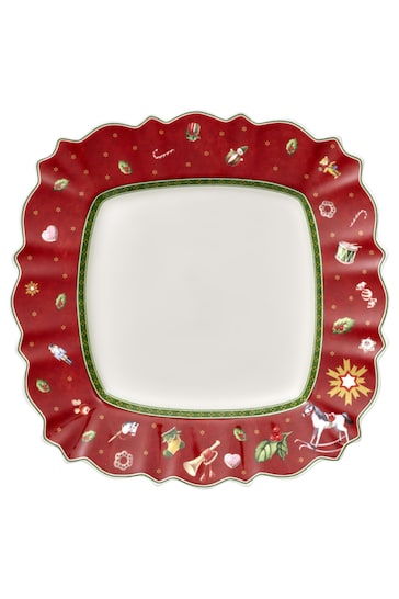 Villeroy and Boch Red Toy's Delight Christmas Square Dinner Plate