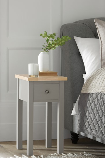 Dove Grey Malvern Paint Effect 1 Drawer Slim Bedside Table
