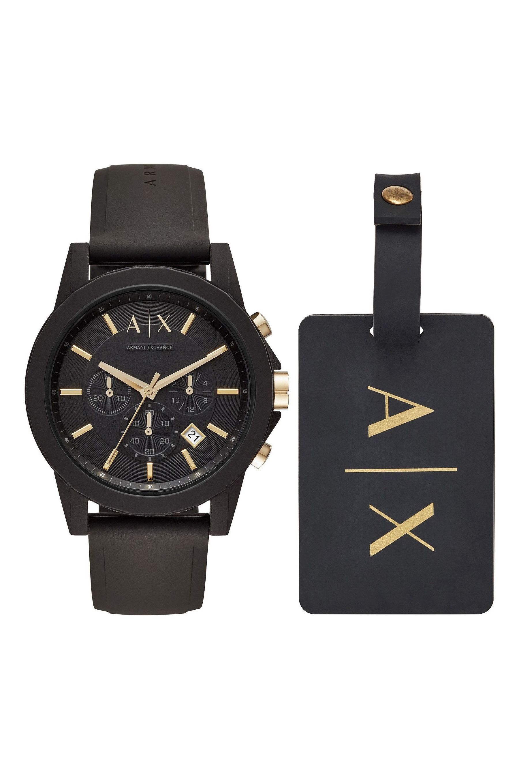Buy Armani Exchange Gents Outerbanks Black Watch Luggage Tag Gift Set from the Next UK online shop