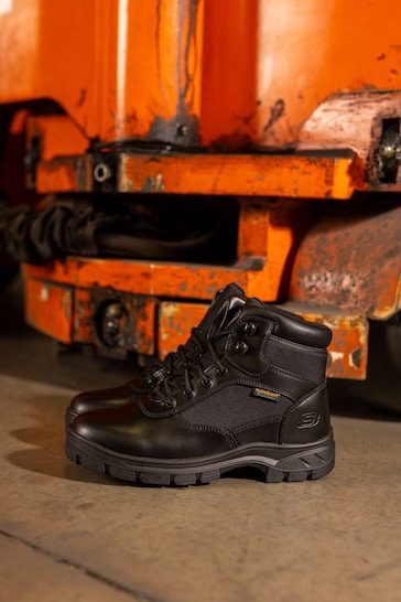 Skechers Black Wascana Benen Waterproof Tactical Mens Slip Resistant Boots