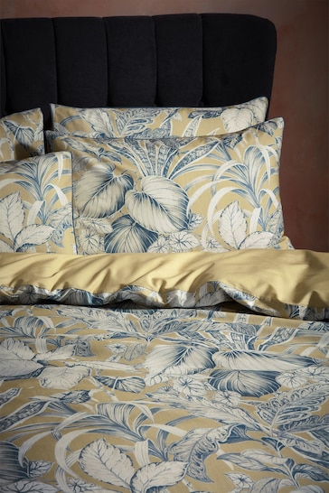 EW by Edinburgh Weavers Gilt Tivoli Tropical Havana Luxury Cotton Cord Piped Duvet Cover and Pillowcase Set