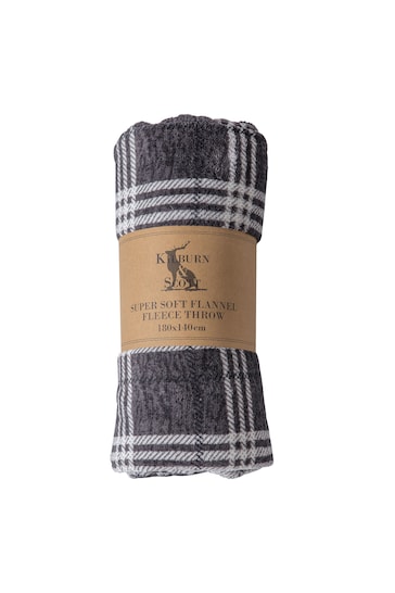 Gallery Home Grey Teddy Checkmate Rolled Fleece Throw