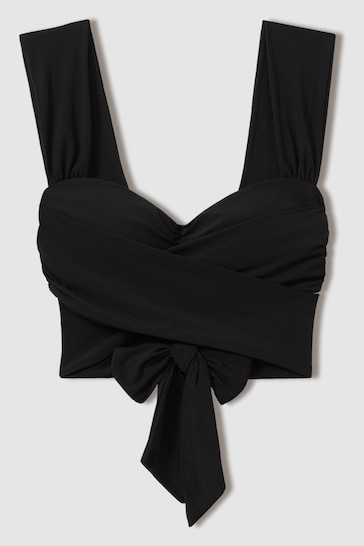 Reiss Black Cristina Wrap Design Bikini Top