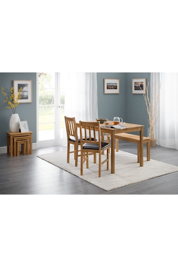 Julian Bowen Brown Coxmoor Solid Oak 4 Seater Dining Table And Chairs/Bench Set