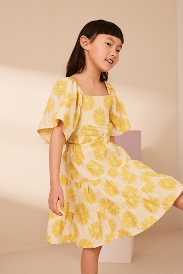 Yellow Floral Cut Out Detail Dress (3-16yrs)