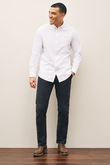 Barbour® White Oxtown Classic Oxford Long Sleeve Cotton Shirt