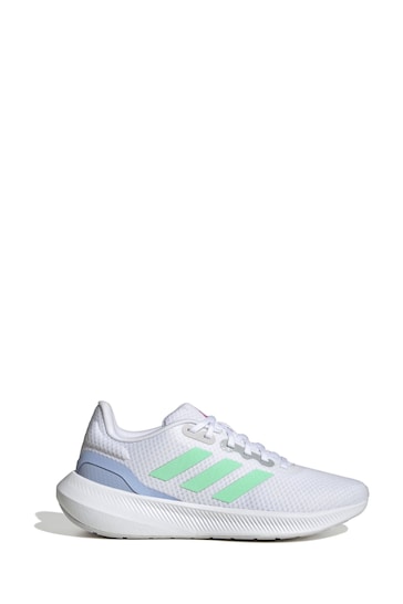 adidas White/Green Runfalcon 3.0 Trainers
