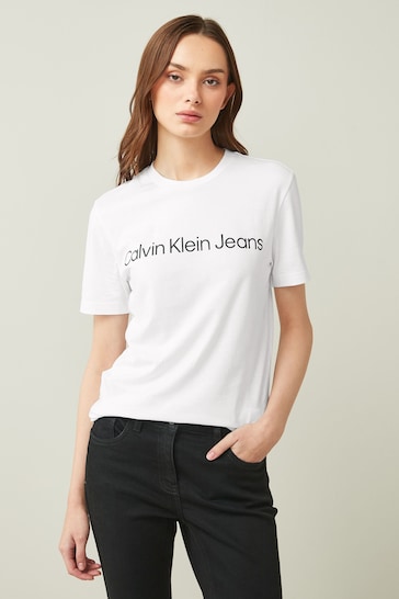 Buy Calvin Klein Jeans Institutional White Logo Slim T-Shirt from the ...