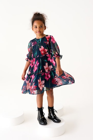 Baker by Ted Baker Navy Floral Tiered Dress