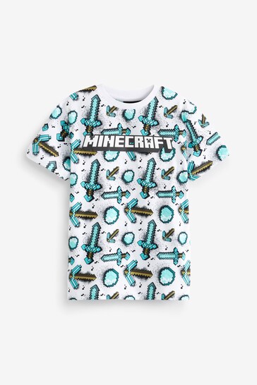 Sword White Minecraft Gaming License T-Shirt (4-16yrs)