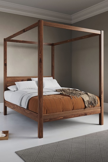 Get Laid Beds Coffee Bean Four Poster Classic Square Leg Bed