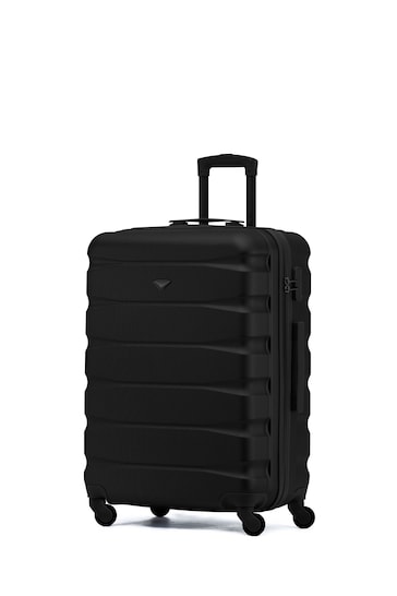 Flight Knight Black Mono Medium Hardcase Lightweight Check In Suitcase With 4 Wheels