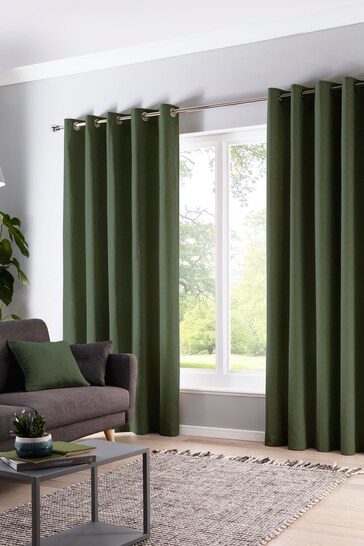 Fusion Green Sorbonne Eyelet Curtains