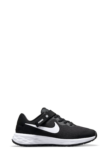 Nike Black/White Revolution 6 Flyease Youth Trainers