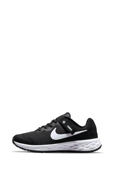 Nike Black/White Revolution 6 Flyease Youth Trainers