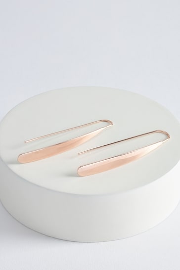 Rose Gold Tone Recycled Metal Pull Through Earrings