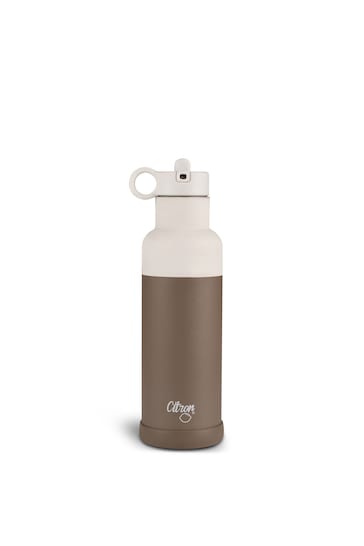 Citron Insulated Water Bottle with Extra Lid 500ml Brown